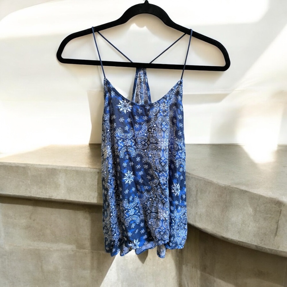 No Boundaries Blue Paisley Woven Cami
